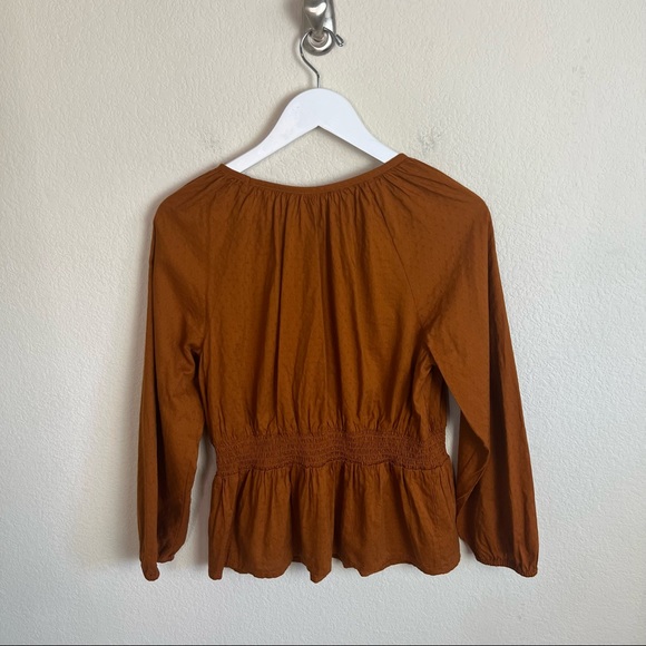 NWT Universal Thread Rust Peplum Linen Bishop 3/4 Sleeve Blouse Top - Picture 11 of 15